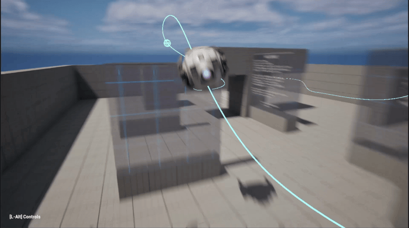 A drone following its patrol path through a level