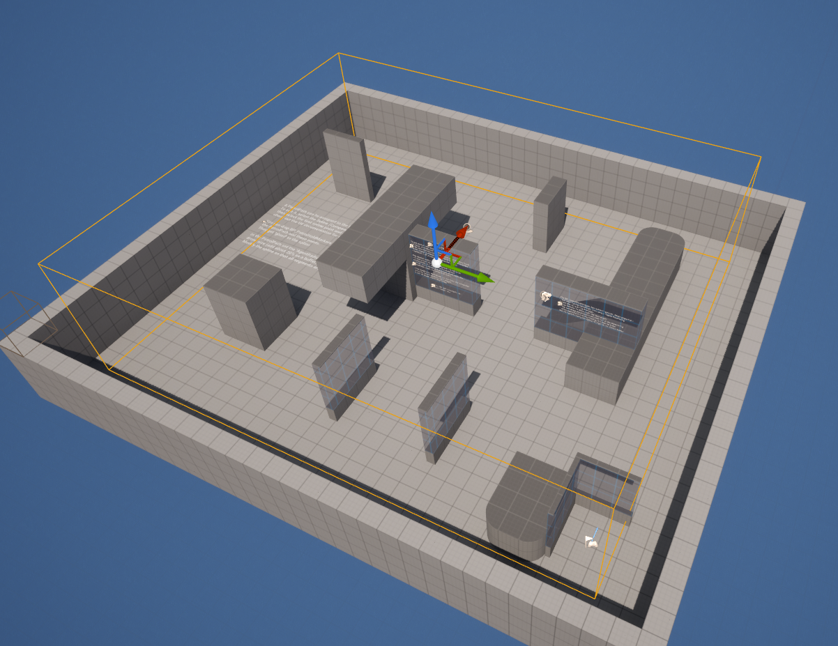 A BP_DroneNavVolume in a level, its GenerationBounds box covering the play space